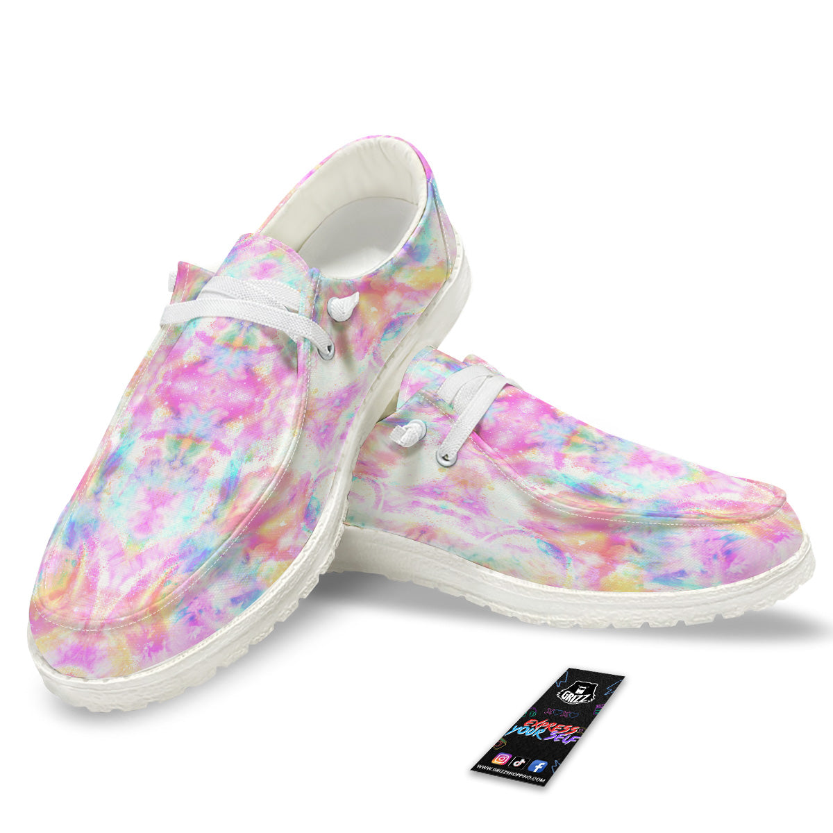 Kaleidoscope Tie Dye Pastel Print Pattern White Loafers-grizzshop