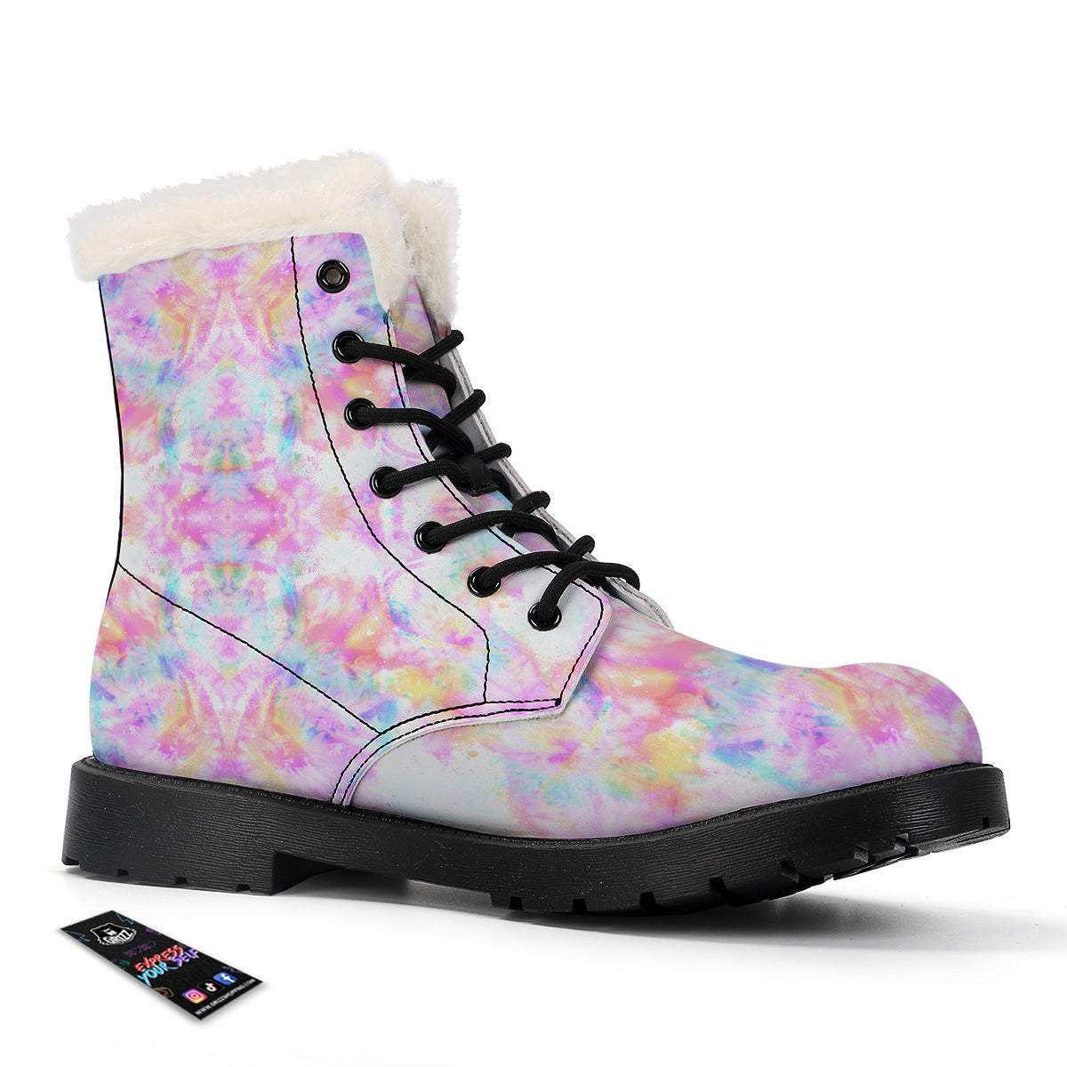 Kaleidoscope Tie Dye Pastel Print Pattern Winter Boots-grizzshop
