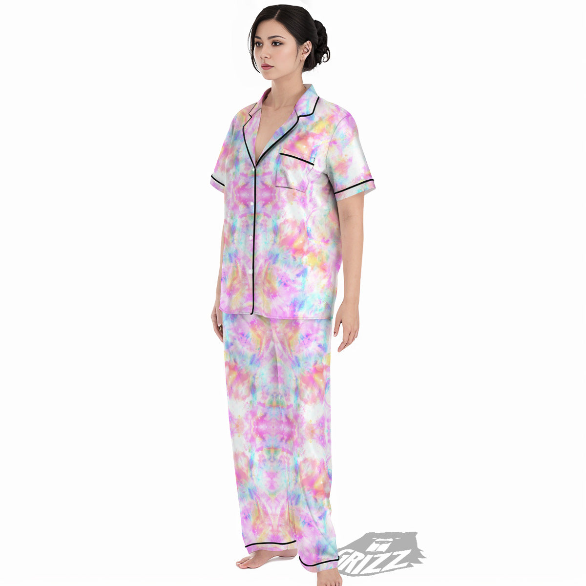 Kaleidoscope Tie Dye Pastel Print Pattern Women's Pajamas Set-grizzshop