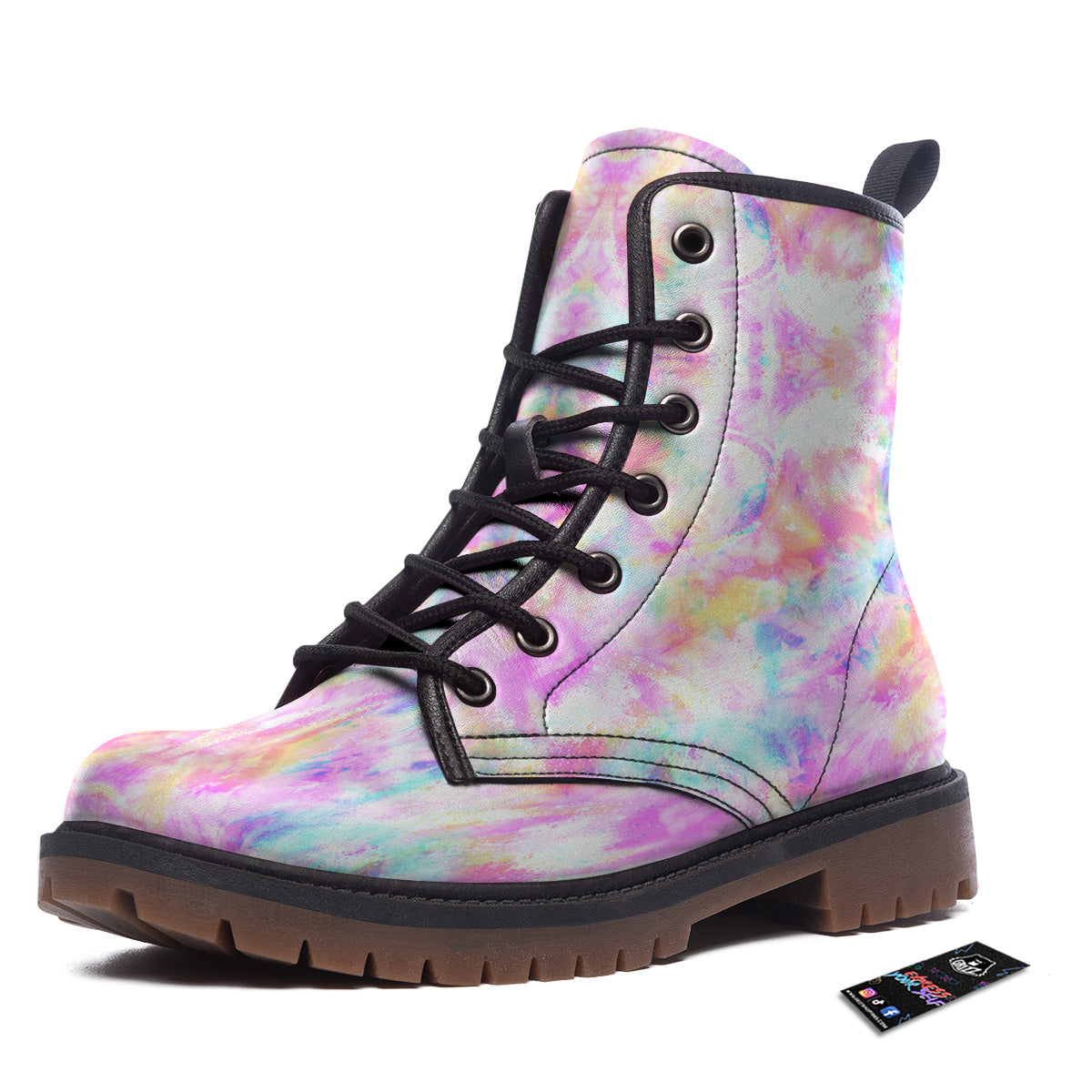 Kaleidoscope Tie Dye Pastel Print Pattern Work Boots-grizzshop