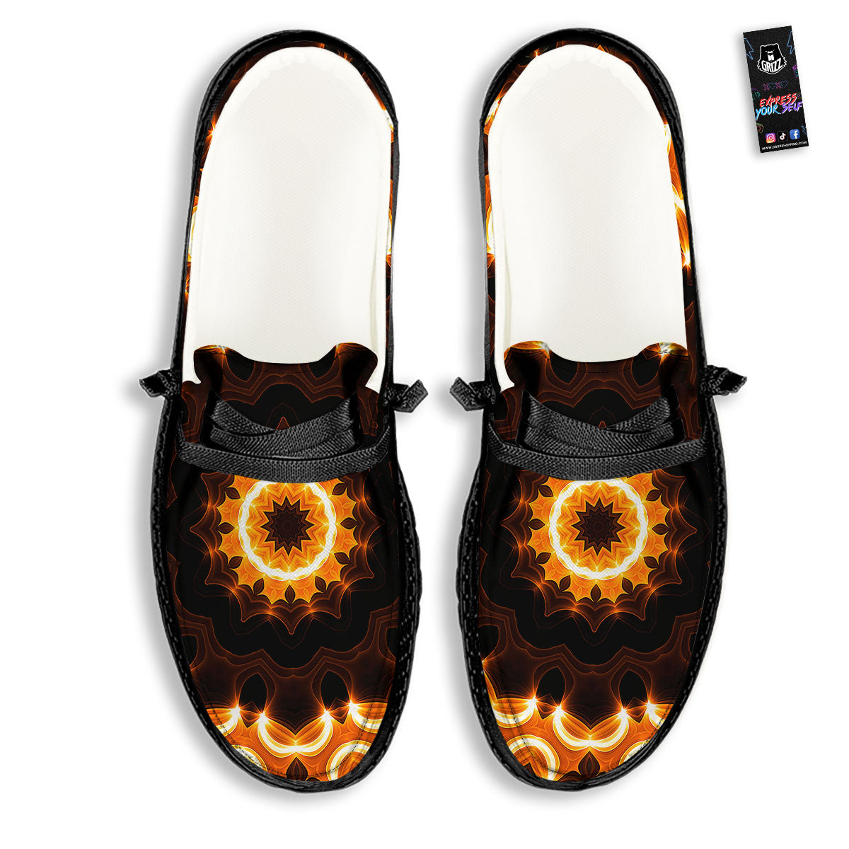 Kaleidoscope Vintage Print Black Loafers-grizzshop