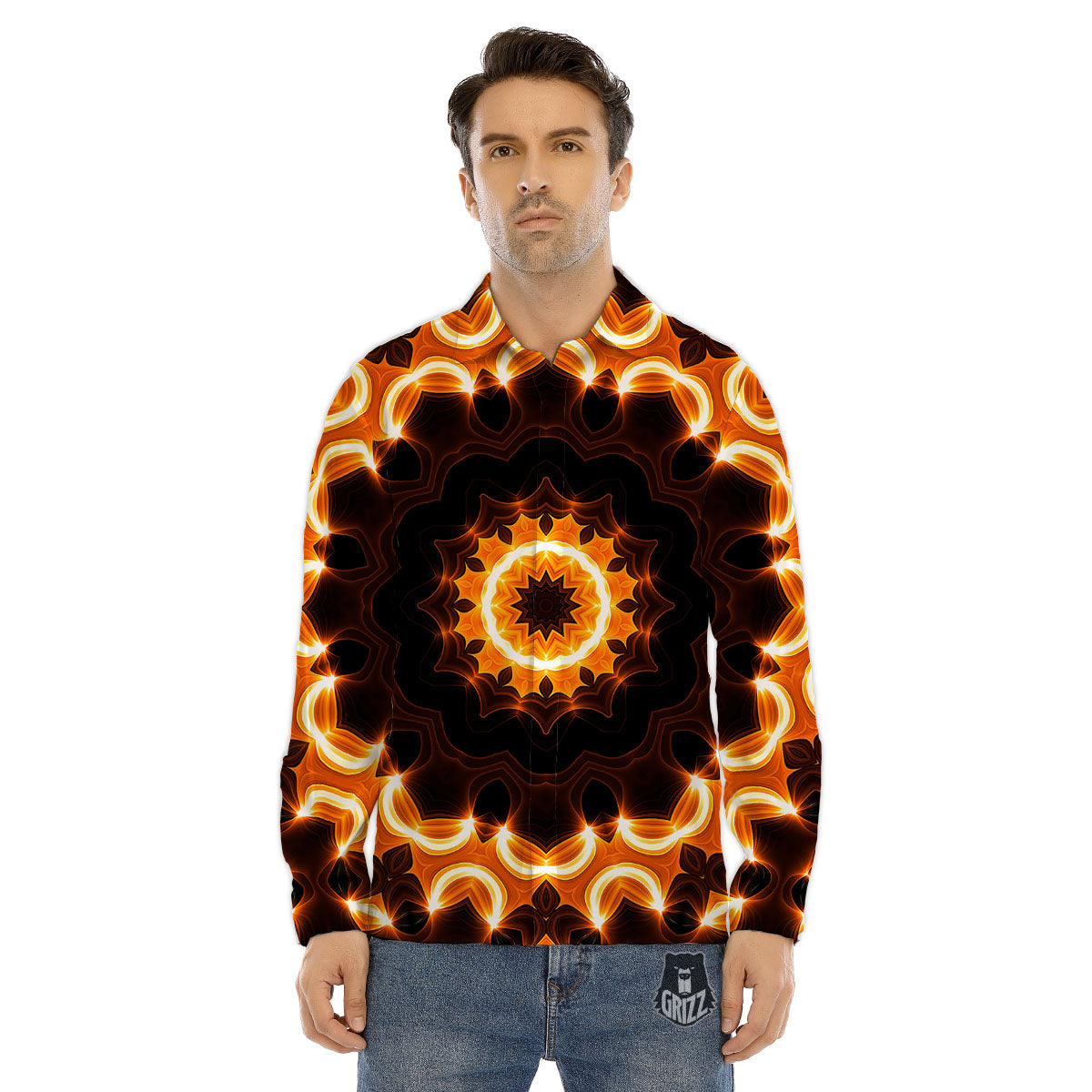Kaleidoscope Vintage Print Men's Dress Shirts-grizzshop