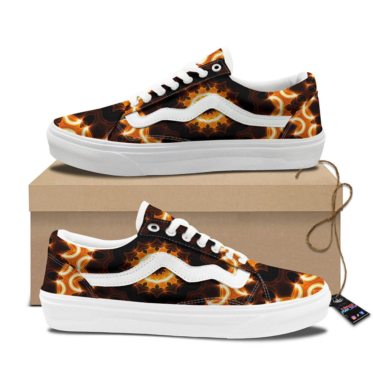 Kaleidoscope Vintage Print Skate Shoes-grizzshop