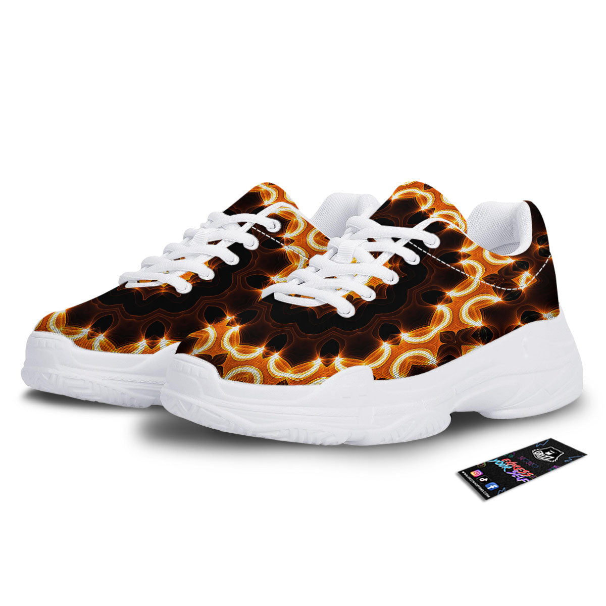 Kaleidoscope Vintage Print White Chunky Shoes-grizzshop