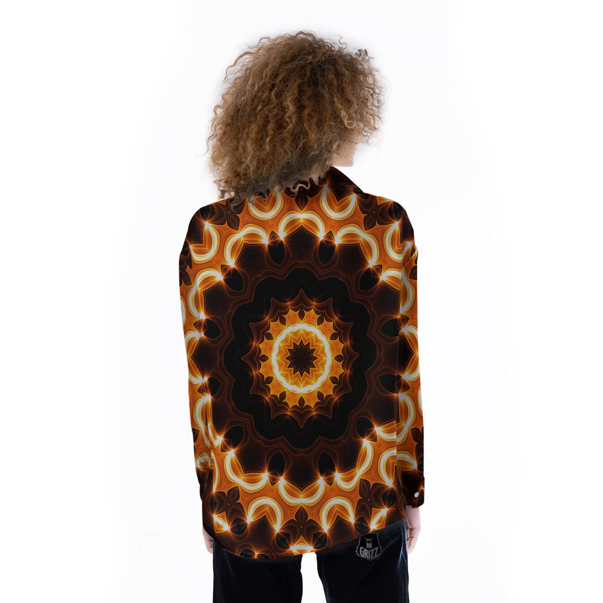 Kaleidoscope Vintage Print Women's Long Sleeve Shirts-grizzshop