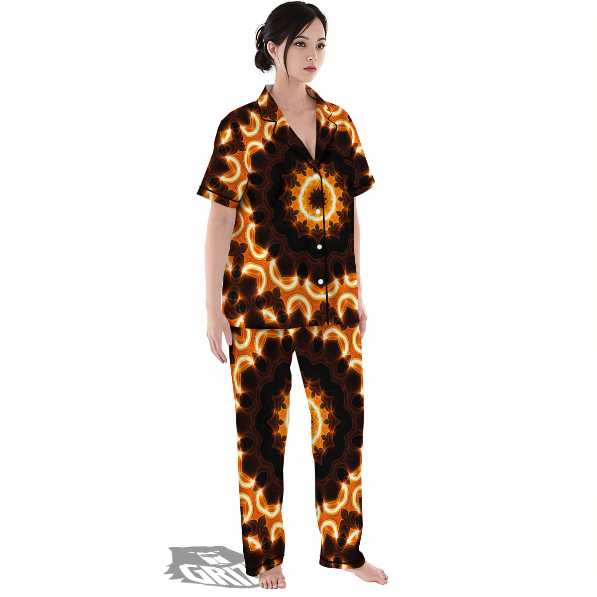 Kaleidoscope Vintage Print Women's Pajamas Set-grizzshop
