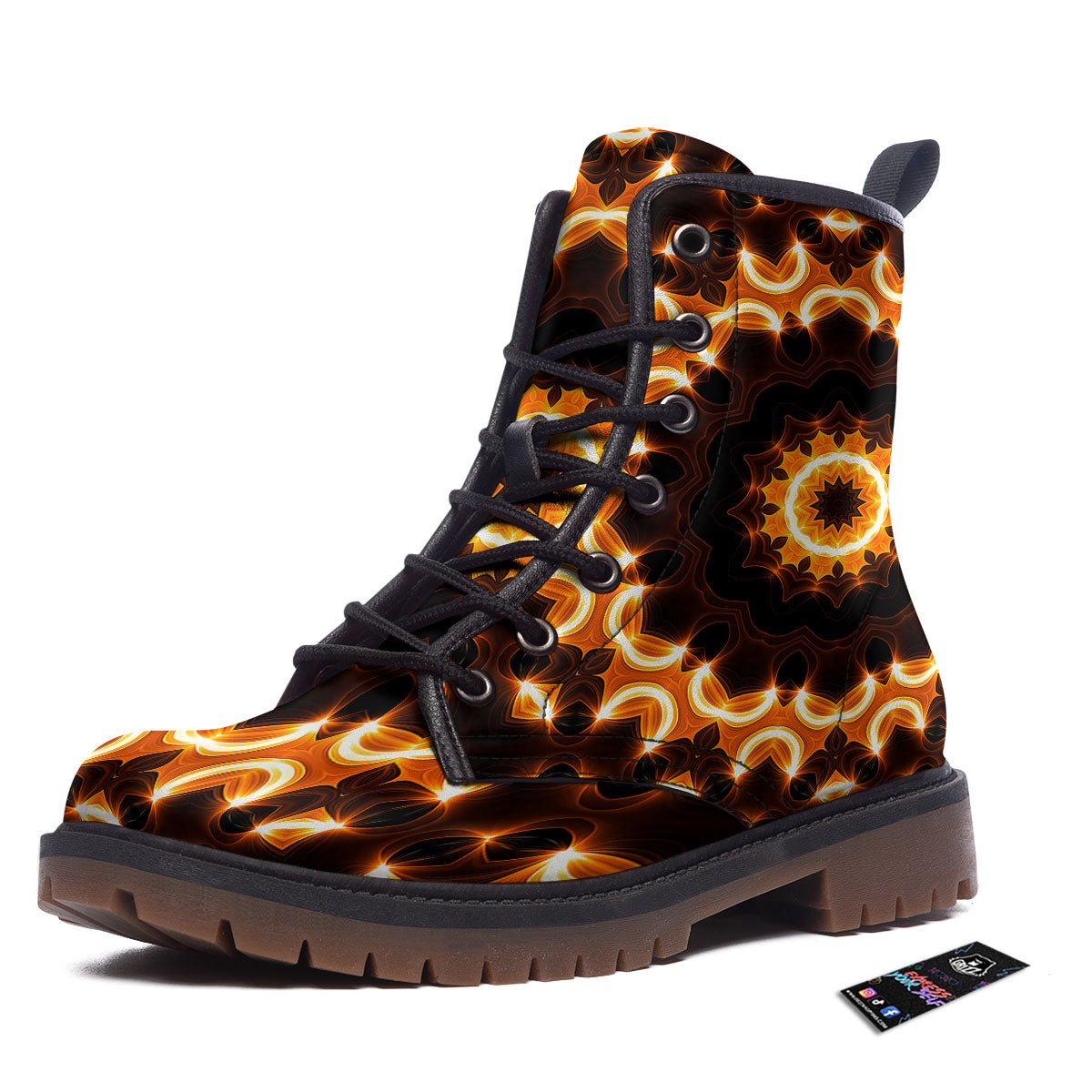 Kaleidoscope Vintage Print Work Boots-grizzshop