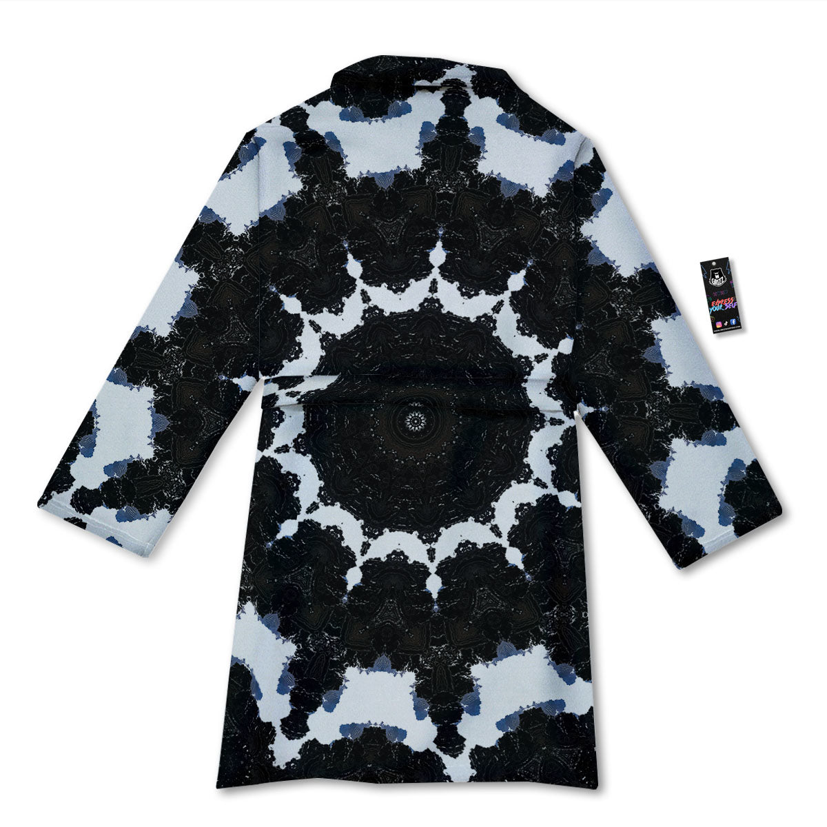 Kaleidoscope White And Black Print Bathrobe-grizzshop