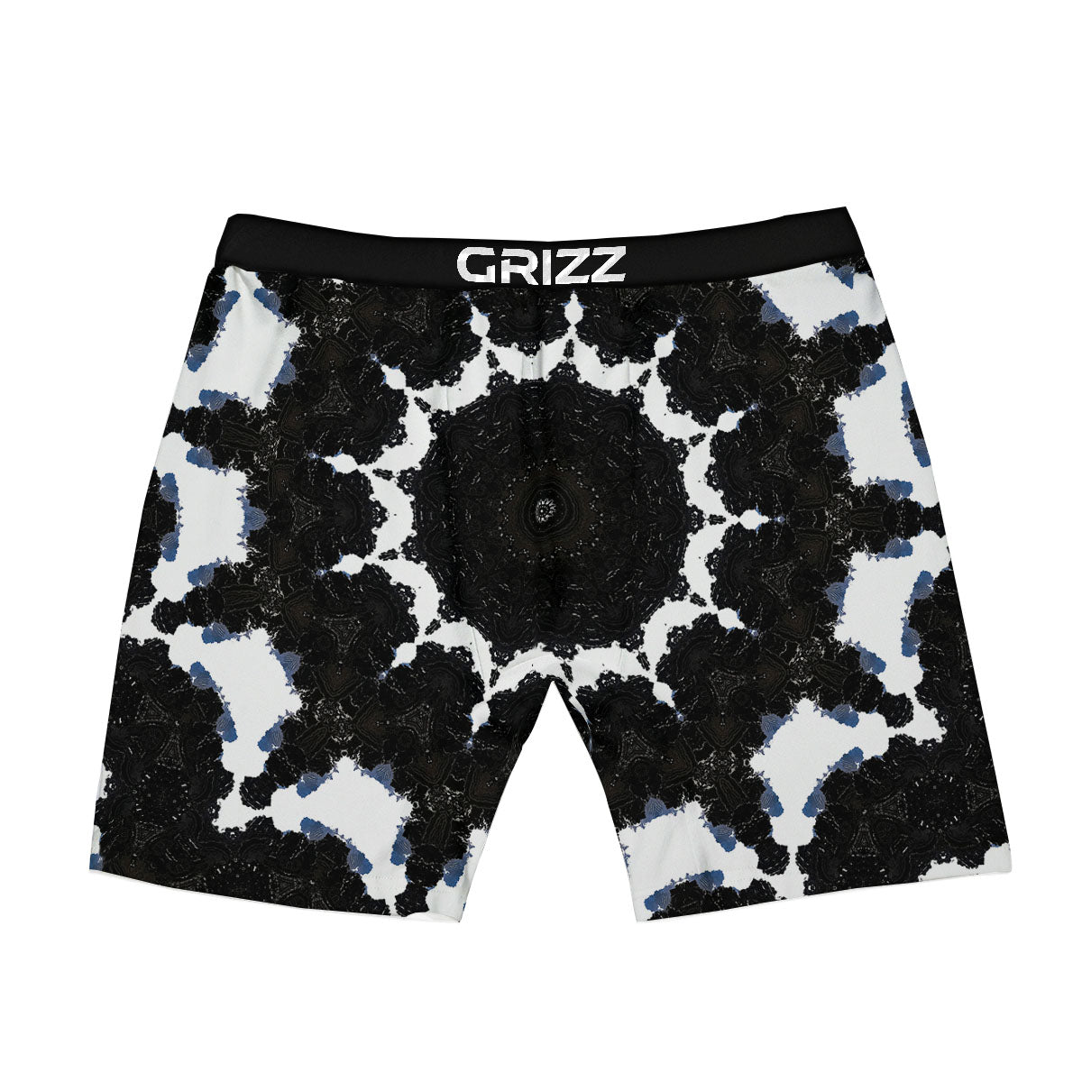Kaleidoscope White And Black Print Boxer Briefs-grizzshop