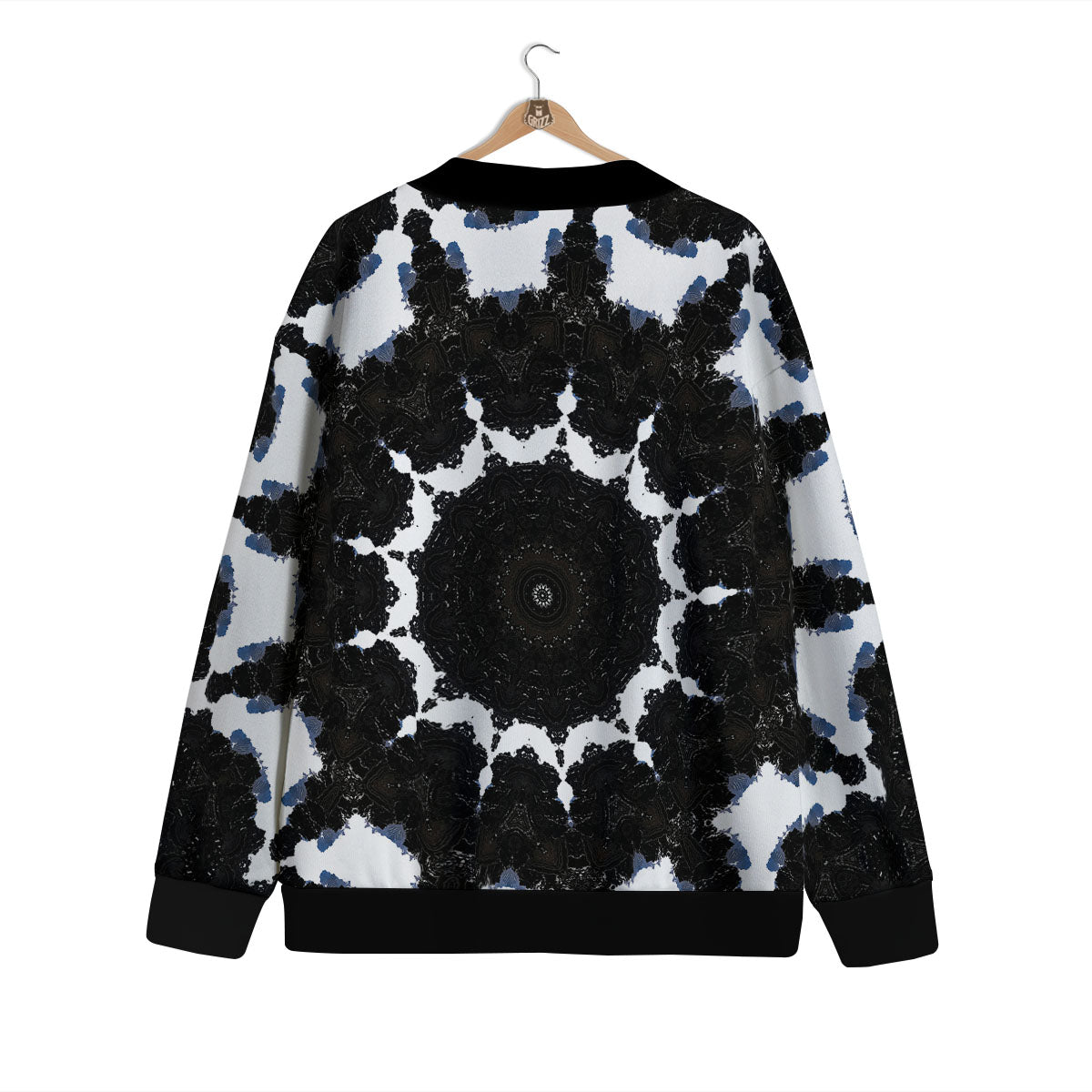 Kaleidoscope White And Black Print Cardigan-grizzshop