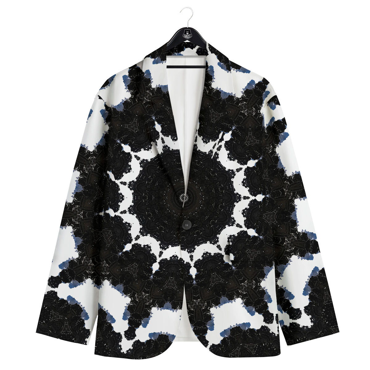 Kaleidoscope White And Black Print Men's Sport Coat-grizzshop