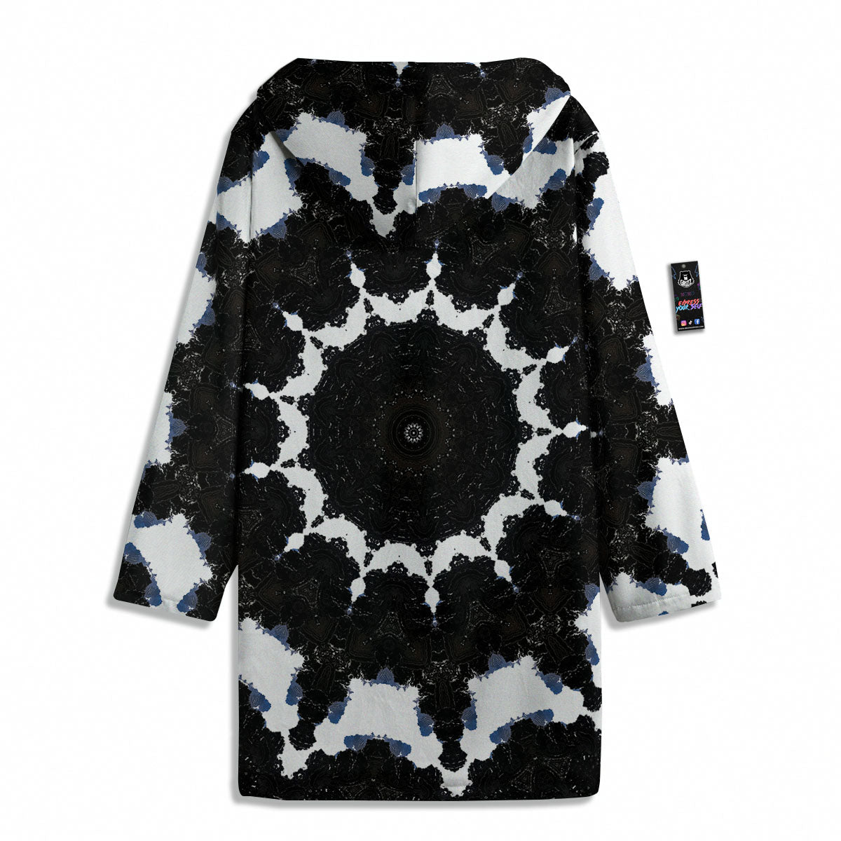 Kaleidoscope White And Black Print Men's Windbreaker Jacket-grizzshop