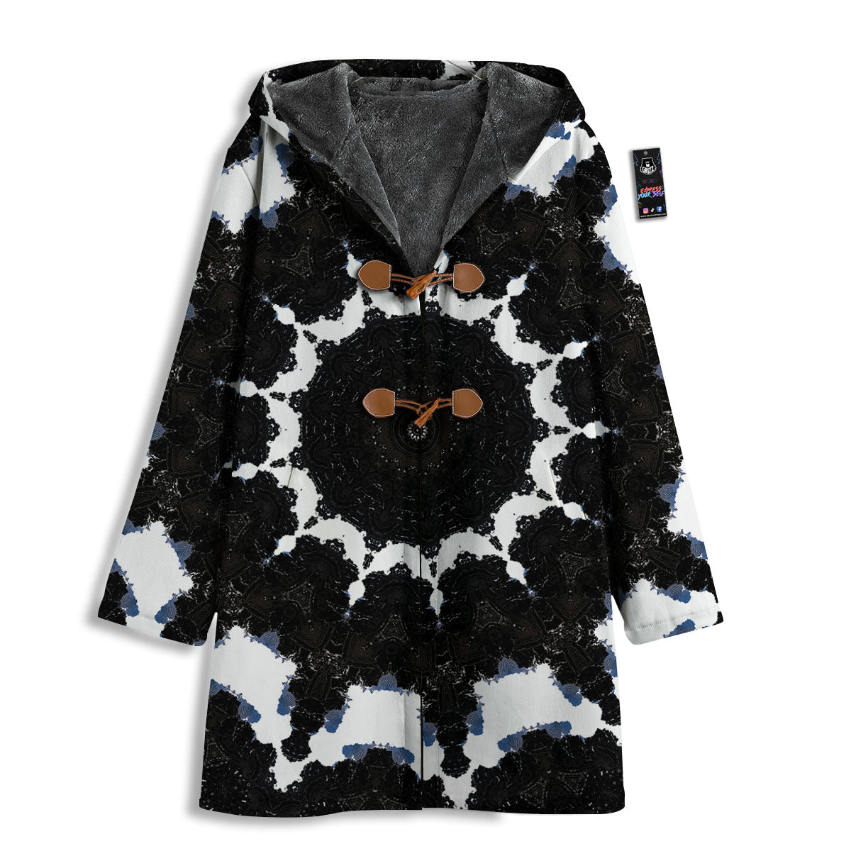 Kaleidoscope White And Black Print Men's Windbreaker Jacket-grizzshop