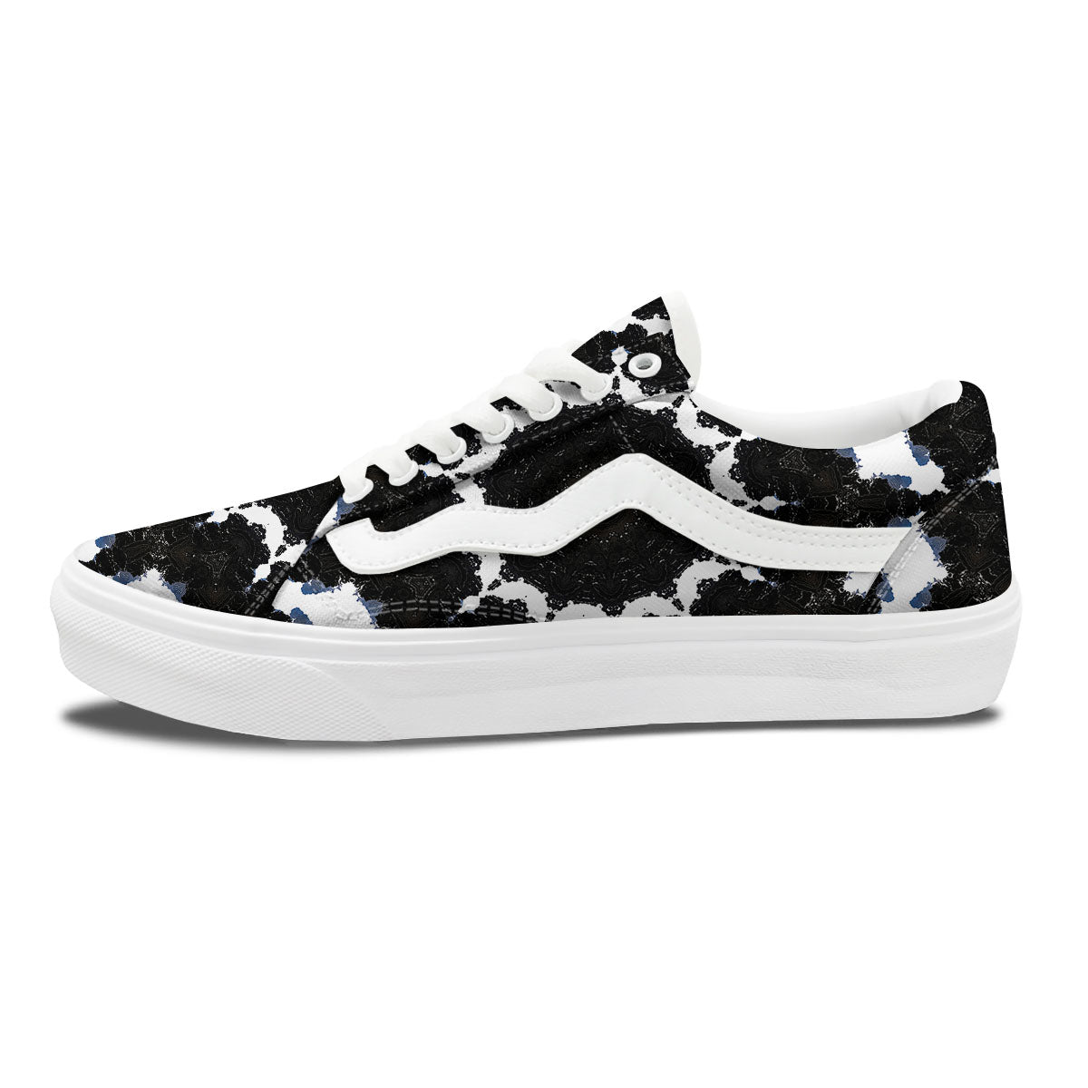 Kaleidoscope White And Black Print Skate Shoes-grizzshop