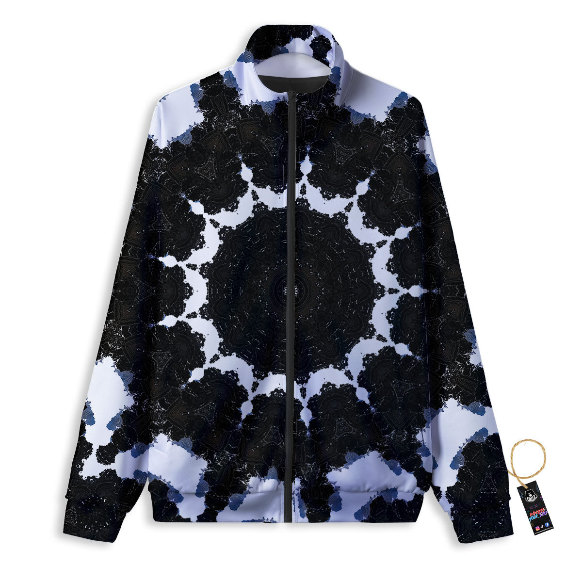 Kaleidoscope White And Black Print Track Jacket-grizzshop