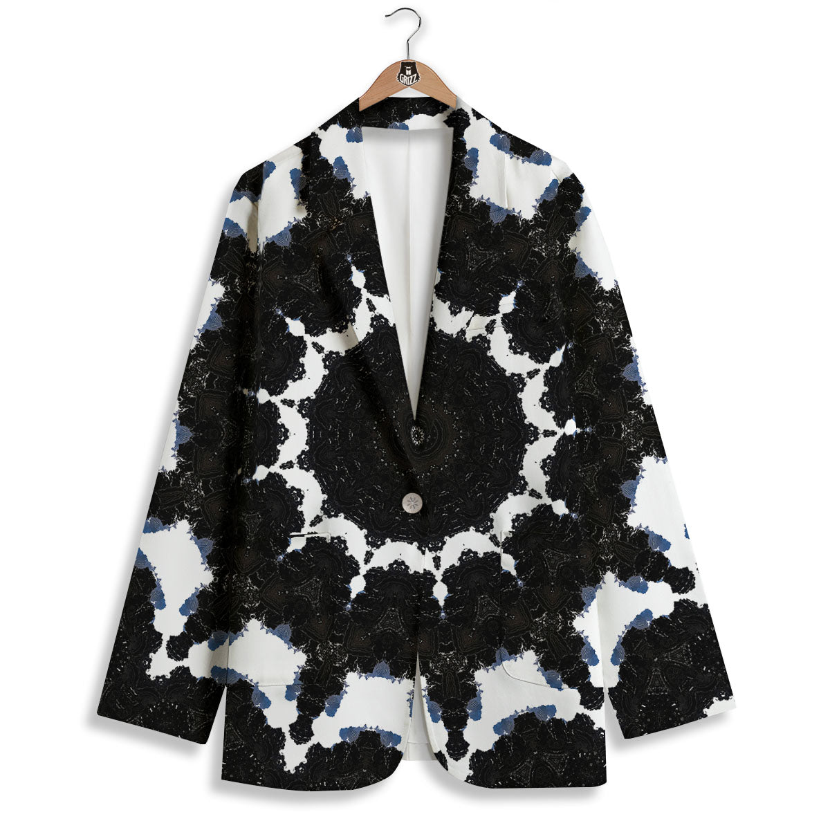Kaleidoscope White And Black Print Women's Blazer-grizzshop