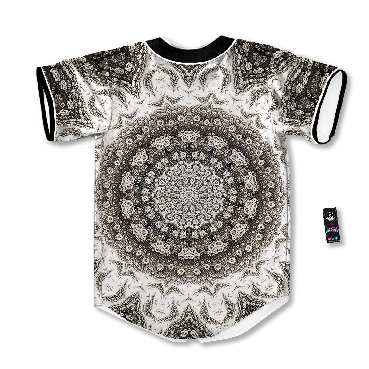Kaleidoscope White Print Baseball Jersey-grizzshop