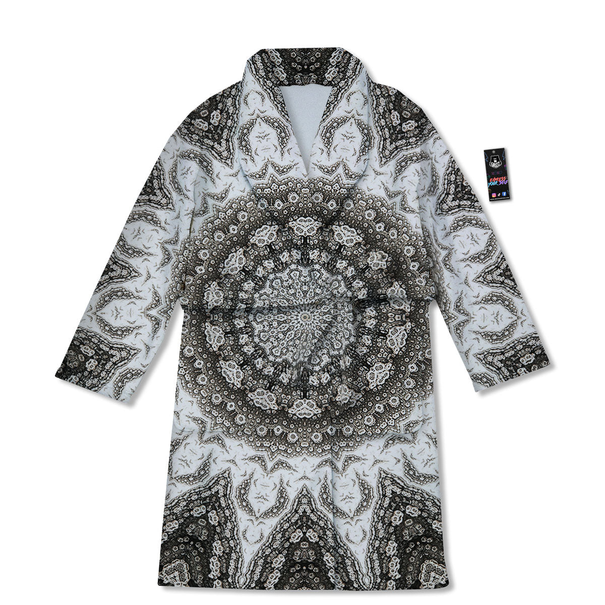 Kaleidoscope White Print Bathrobe-grizzshop