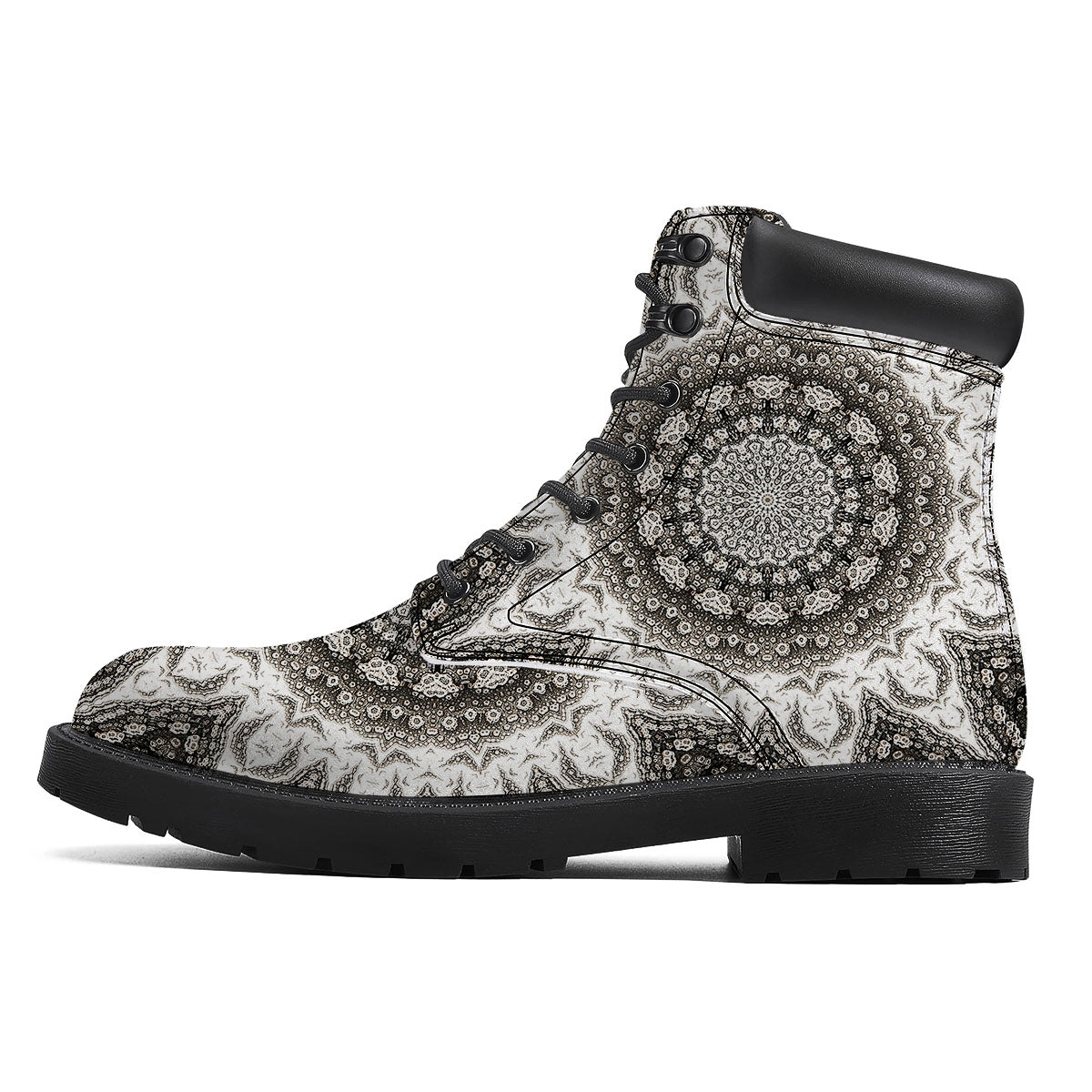 Kaleidoscope White Print Boots-grizzshop