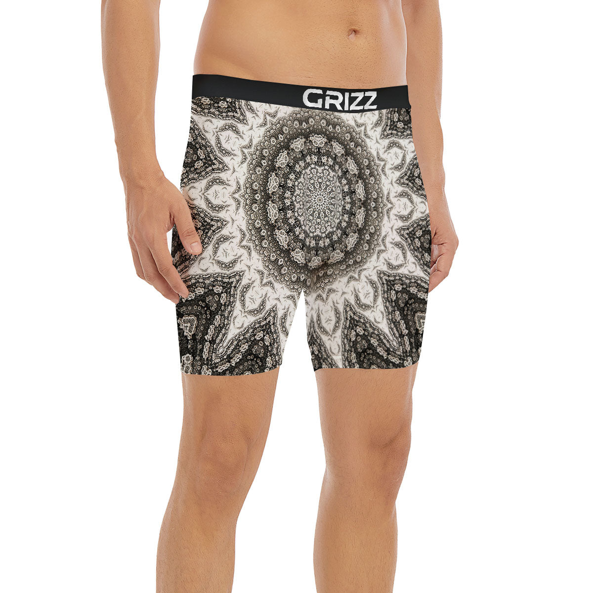 Kaleidoscope White Print Boxer Briefs-grizzshop
