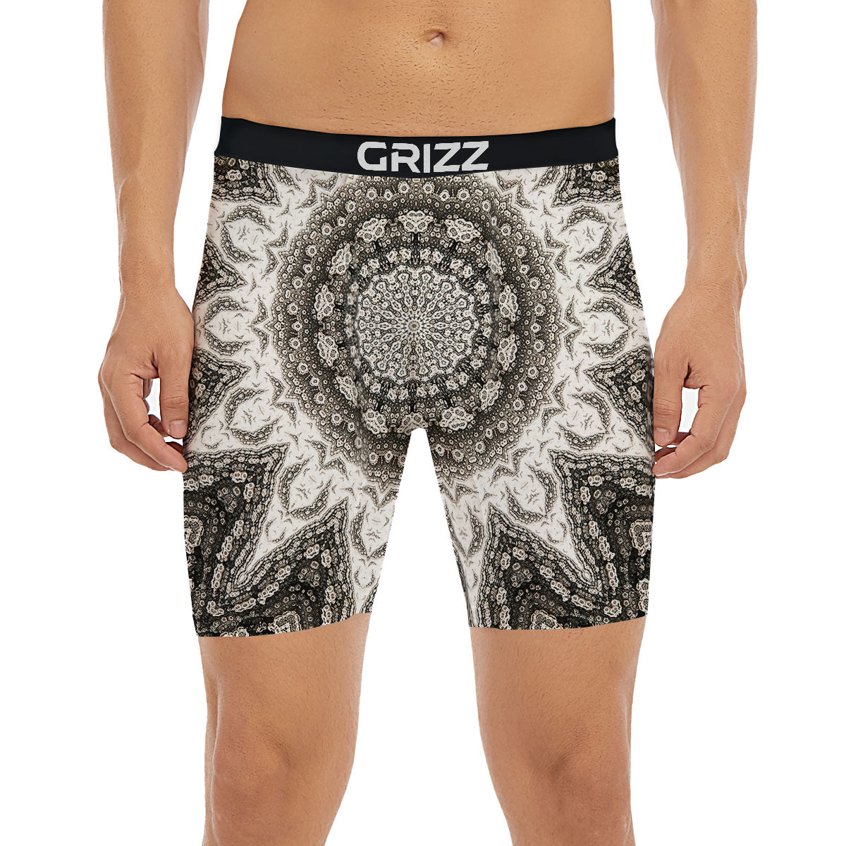 Kaleidoscope White Print Boxer Briefs-grizzshop