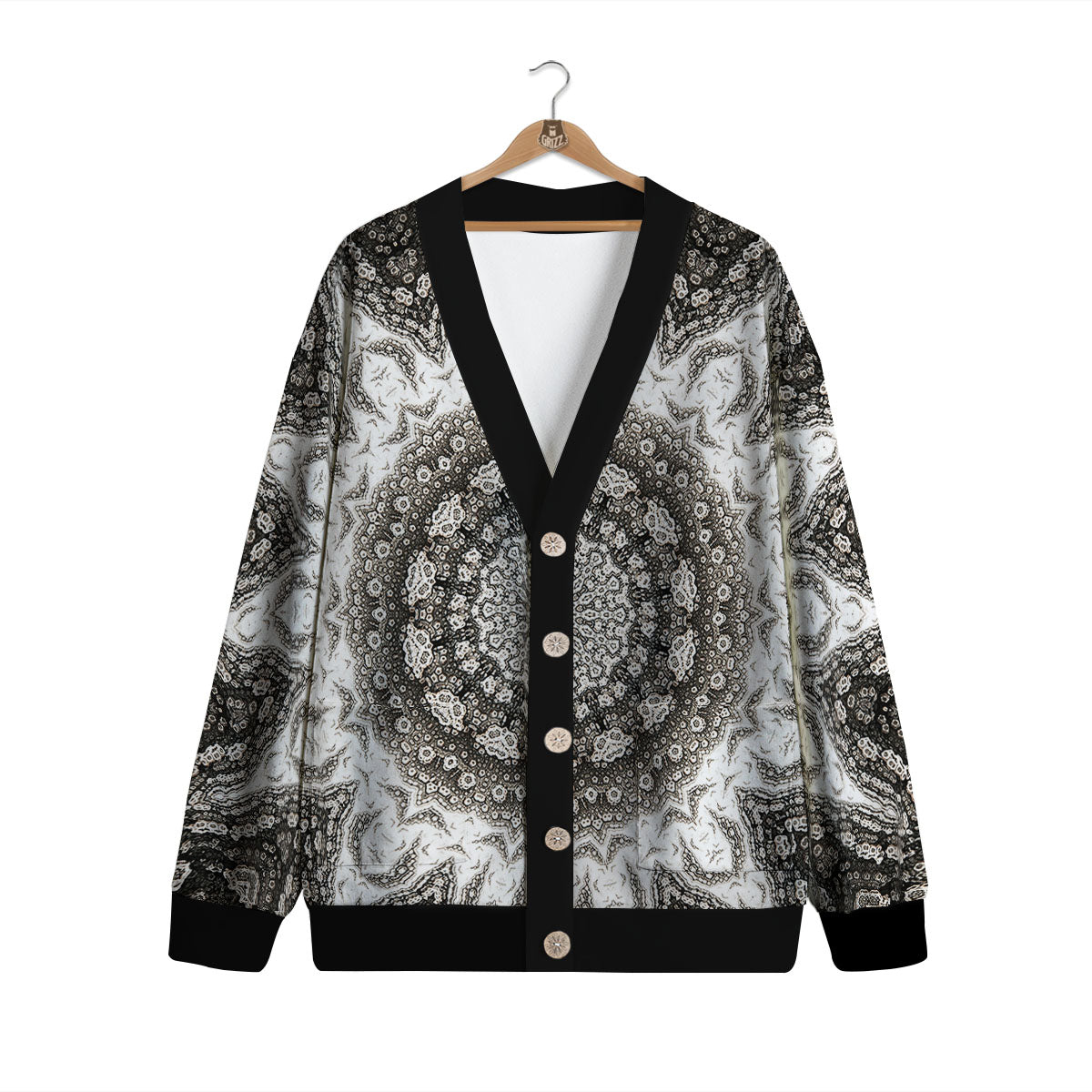 Kaleidoscope White Print Cardigan-grizzshop