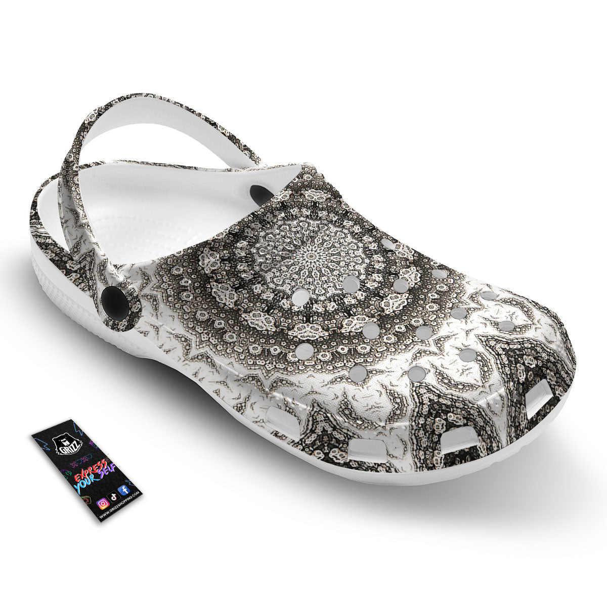 Kaleidoscope White Print Clog-grizzshop