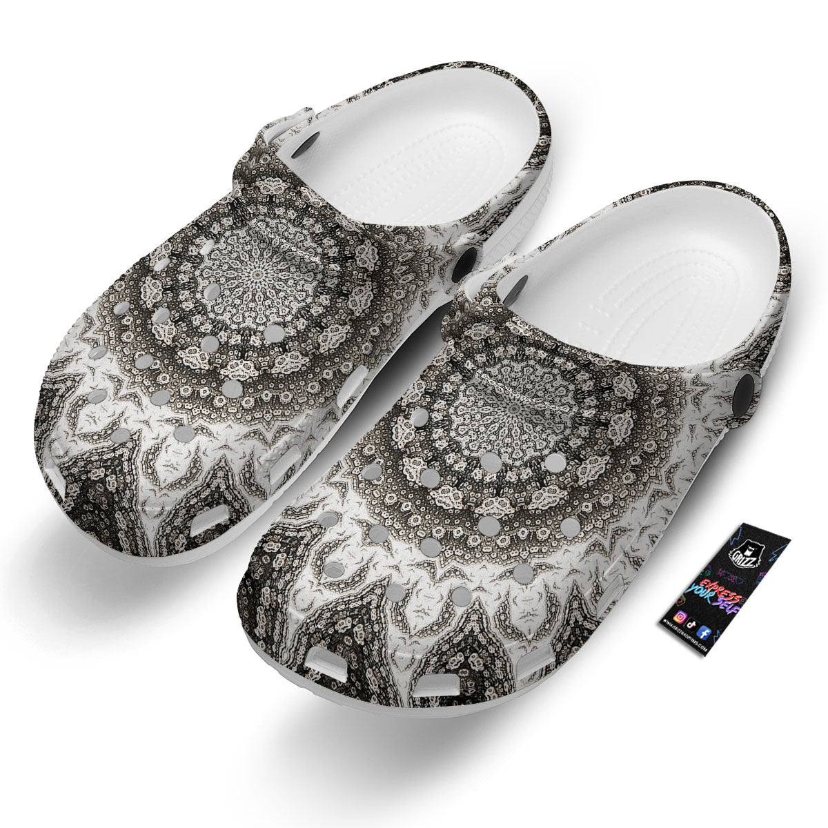Kaleidoscope White Print Clog-grizzshop