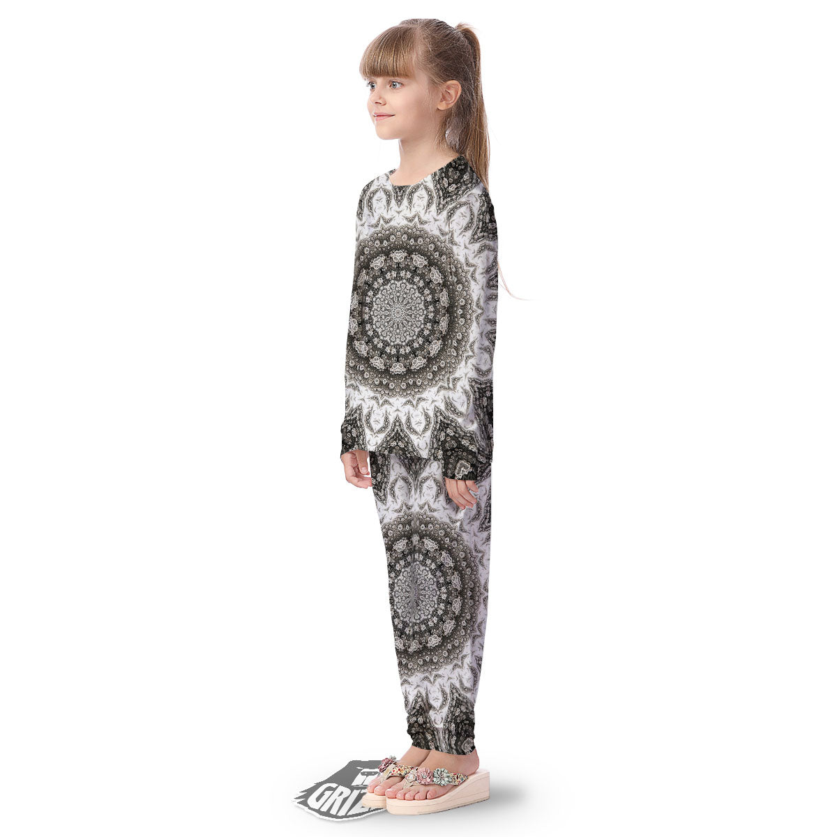 Kaleidoscope White Print Kid's Pajamas-grizzshop