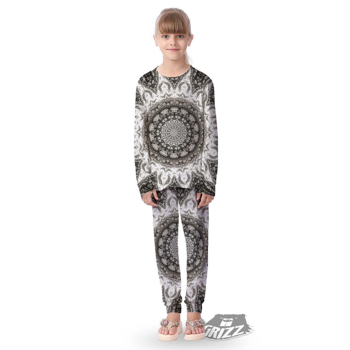 Kaleidoscope White Print Kid's Pajamas-grizzshop
