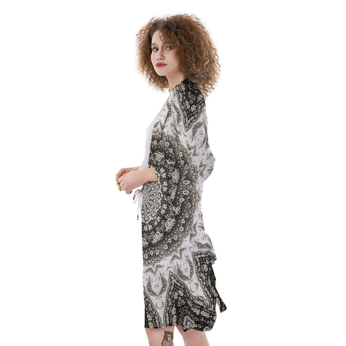Kaleidoscope White Print Kimono-grizzshop