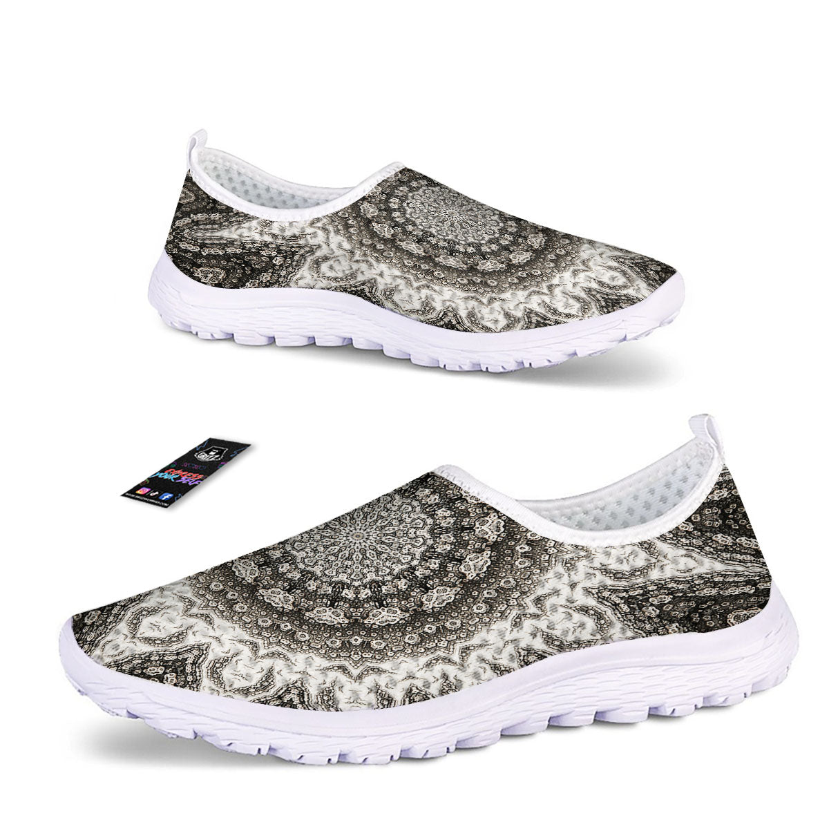 Kaleidoscope White Print Nurse Shoes-grizzshop