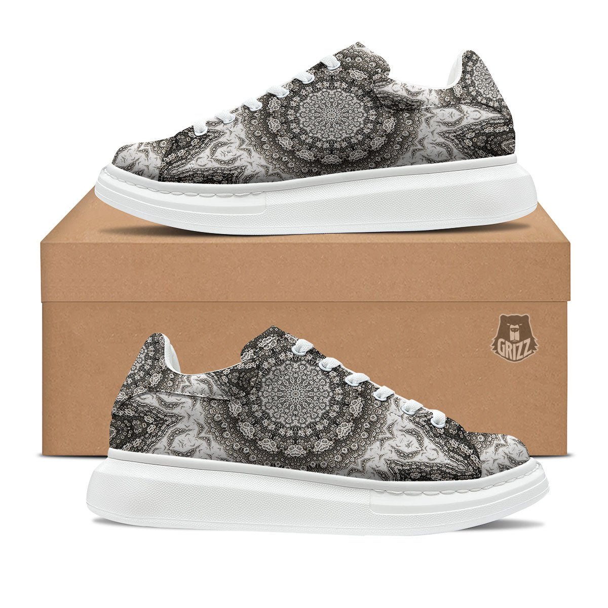 Kaleidoscope White Print Platform Shoes-grizzshop