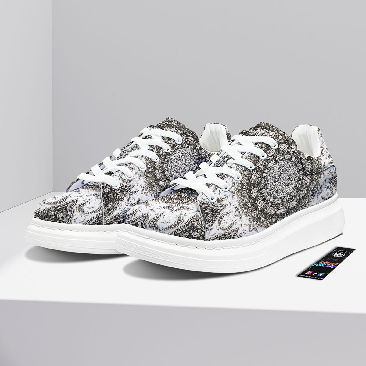Kaleidoscope White Print Platform Shoes-grizzshop