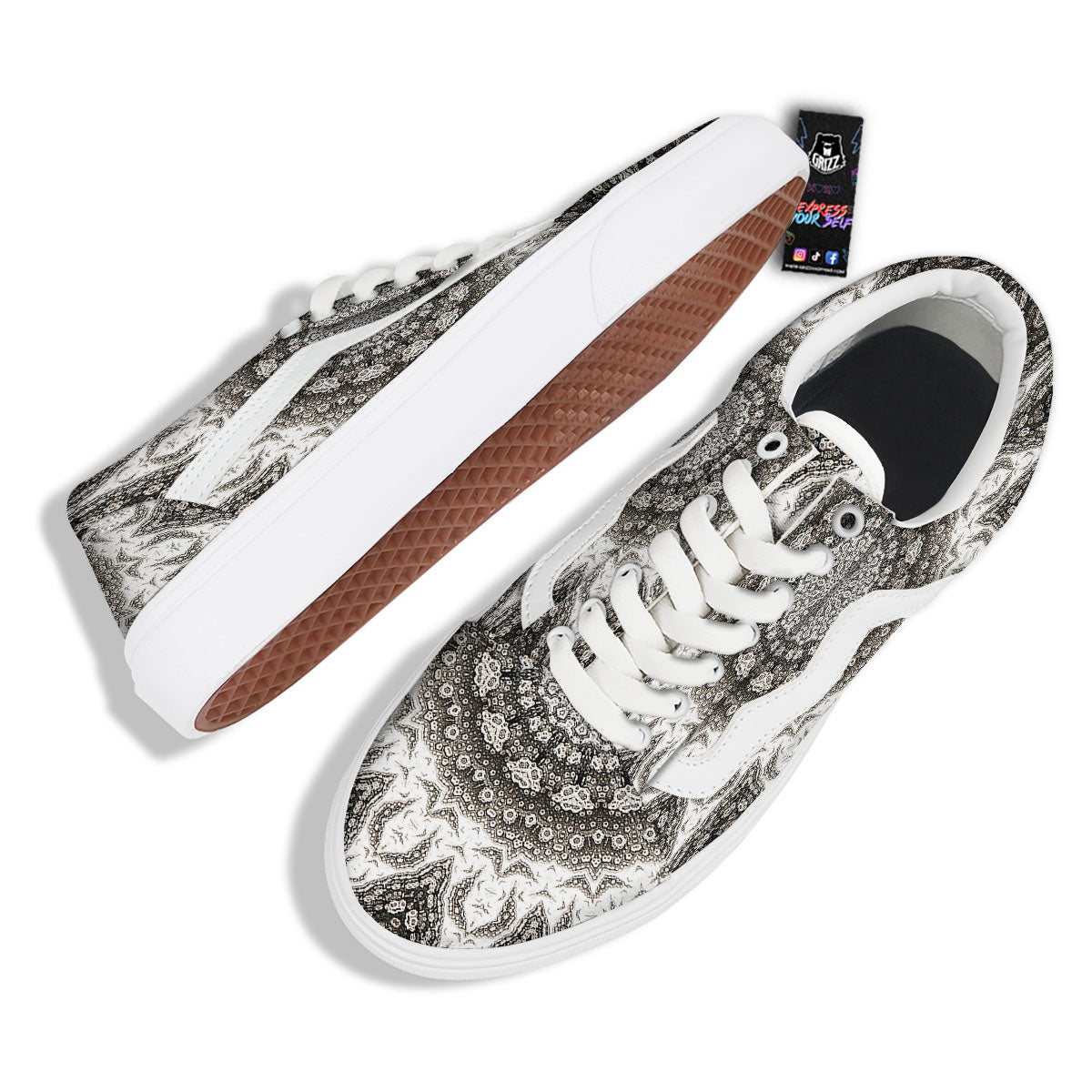 Kaleidoscope White Print Skate Shoes-grizzshop