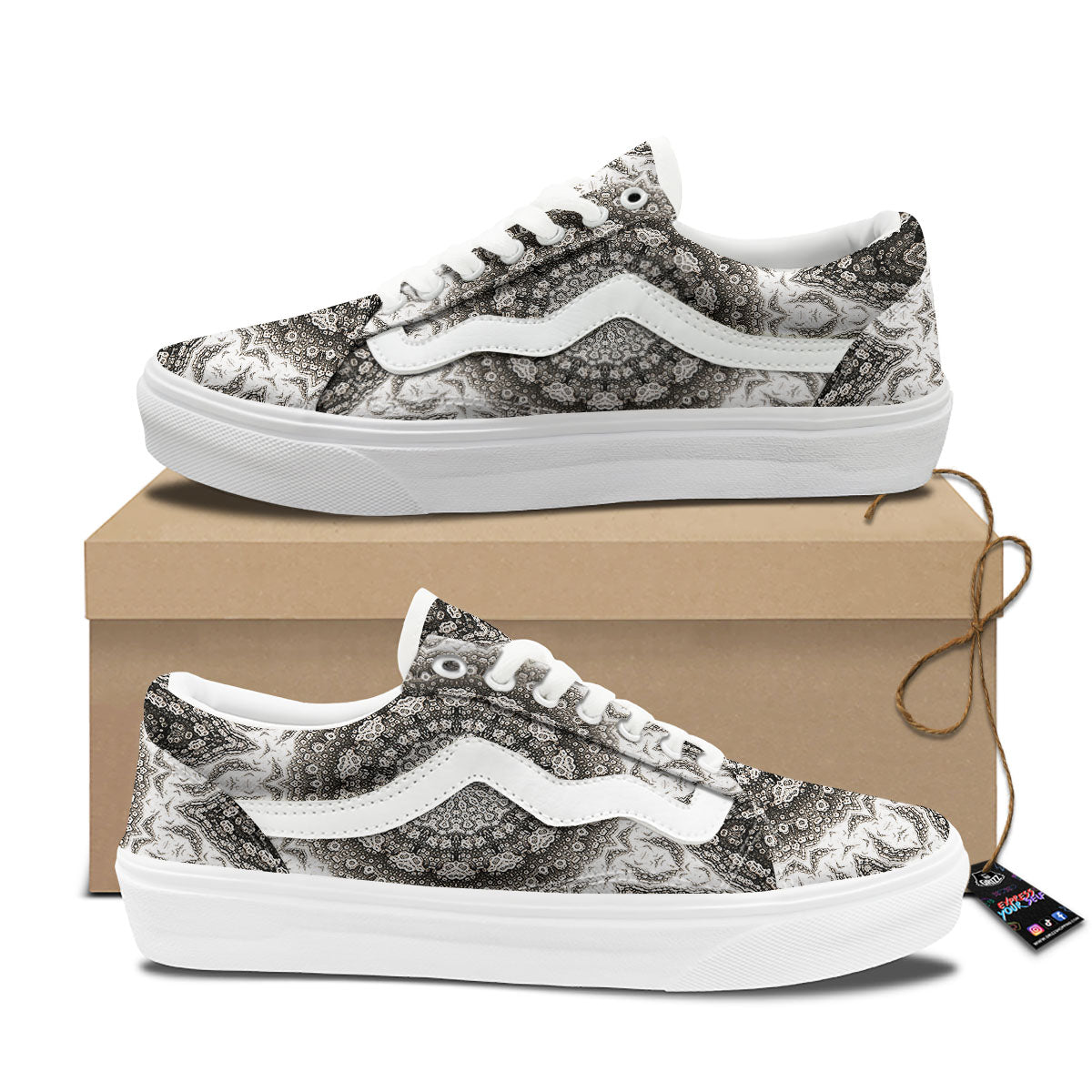 Kaleidoscope White Print Skate Shoes-grizzshop