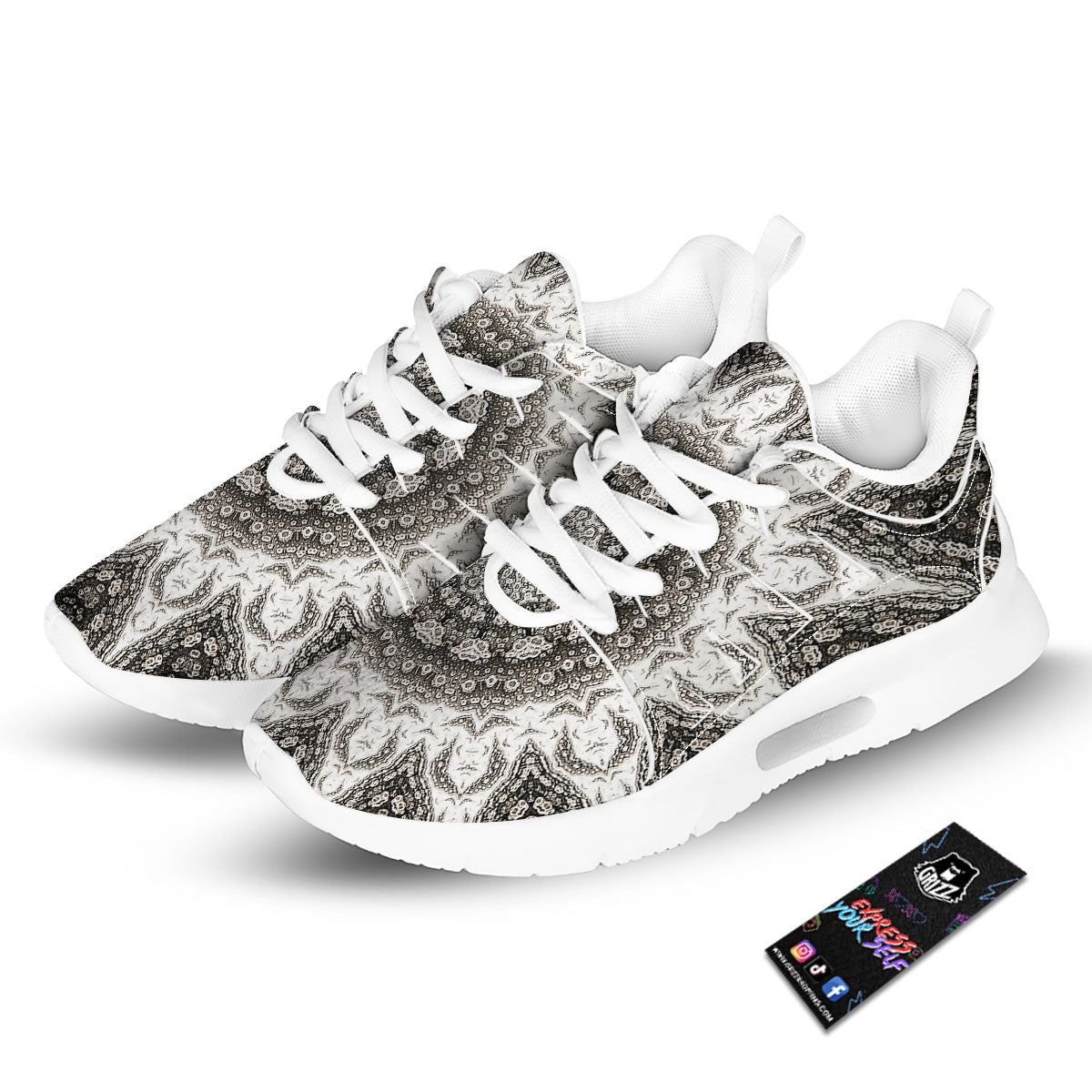 Kaleidoscope White Print Tennis Shoes-grizzshop