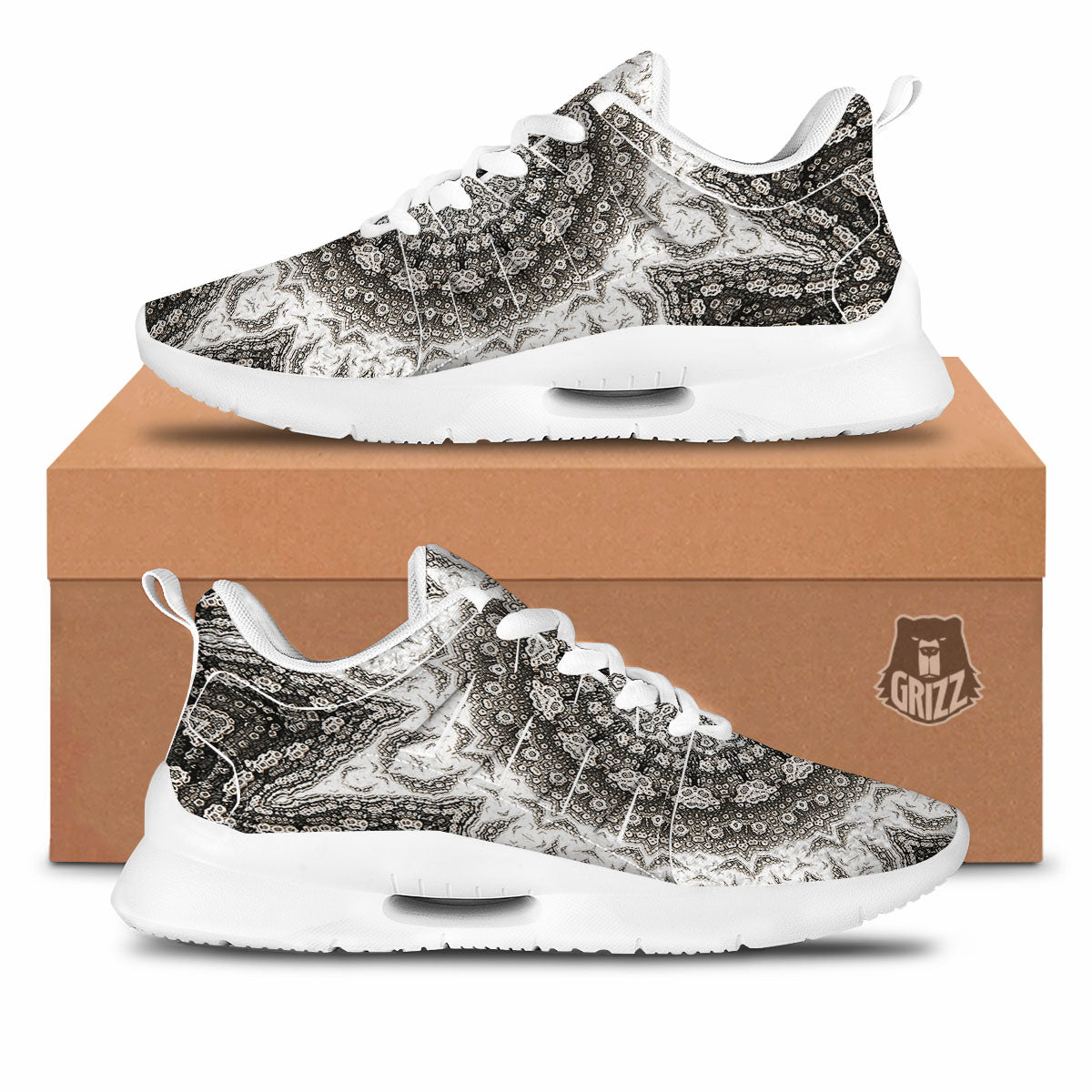 Kaleidoscope White Print Tennis Shoes-grizzshop