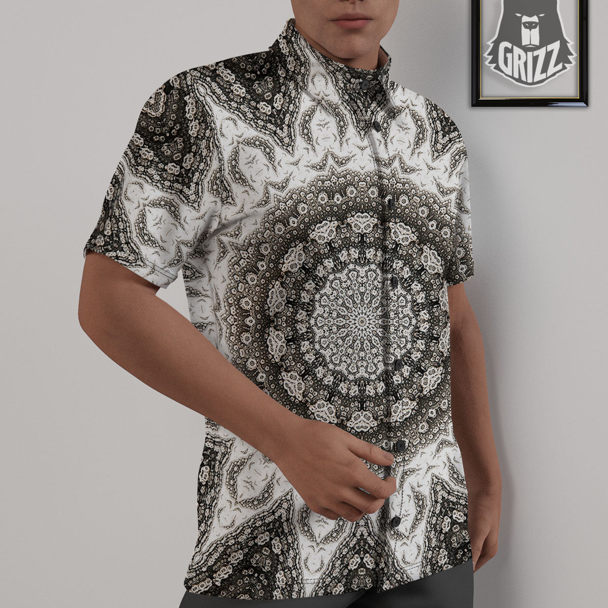 Kaleidoscope White Print Untucked Shirts-grizzshop