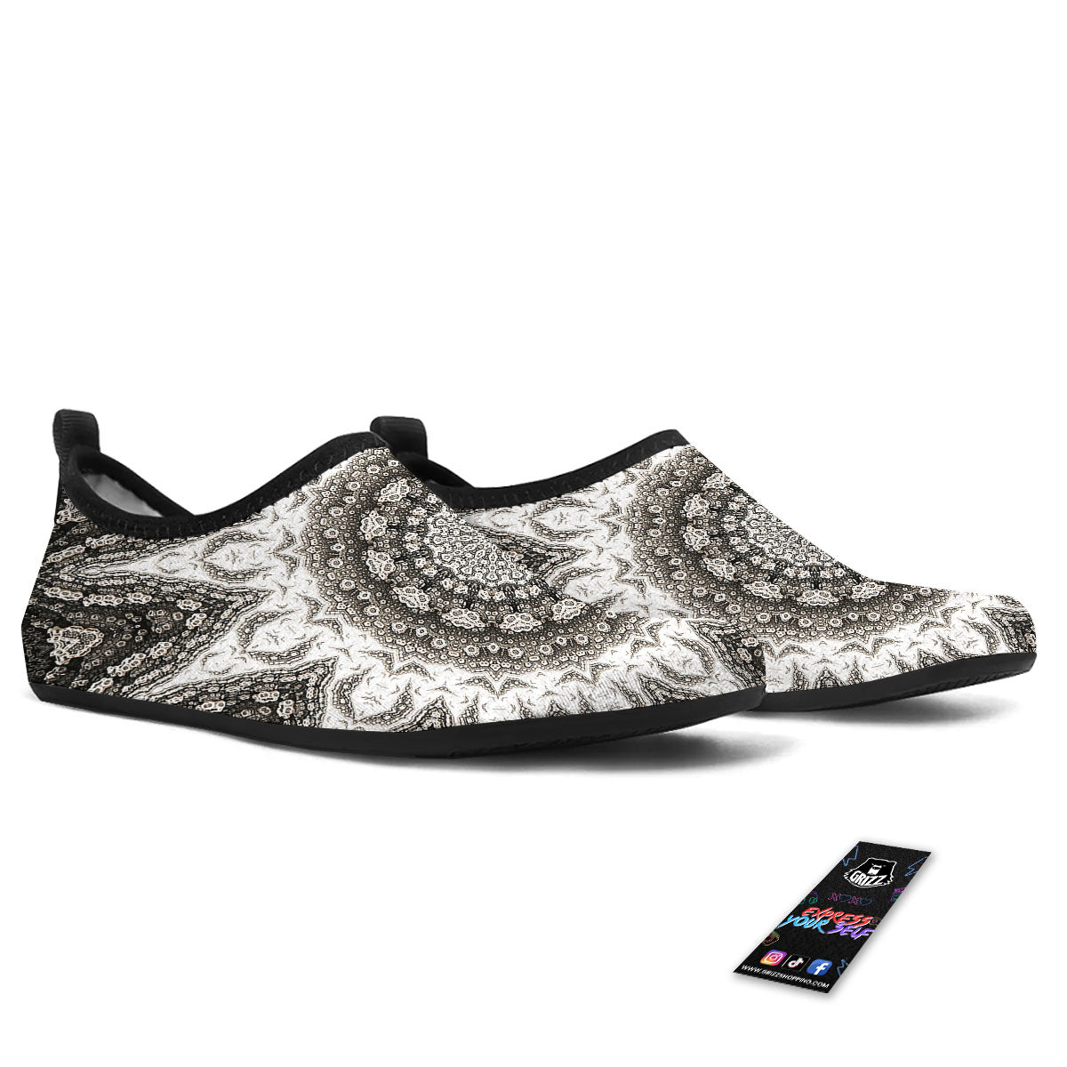 Kaleidoscope White Print Water Shoes-grizzshop