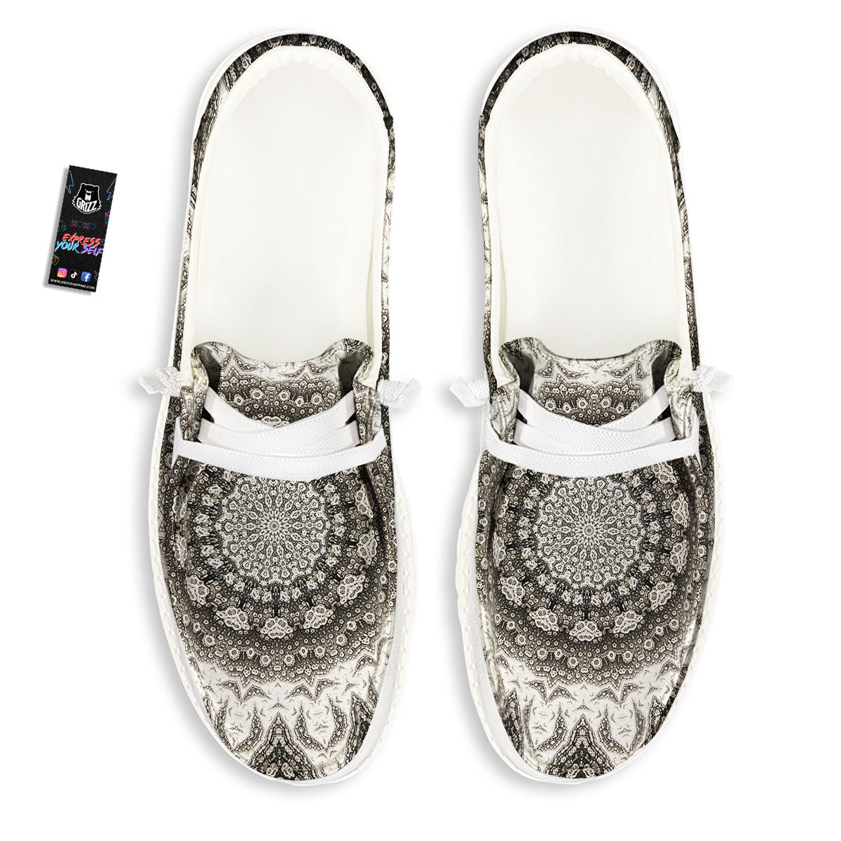 Kaleidoscope White Print White Loafers-grizzshop