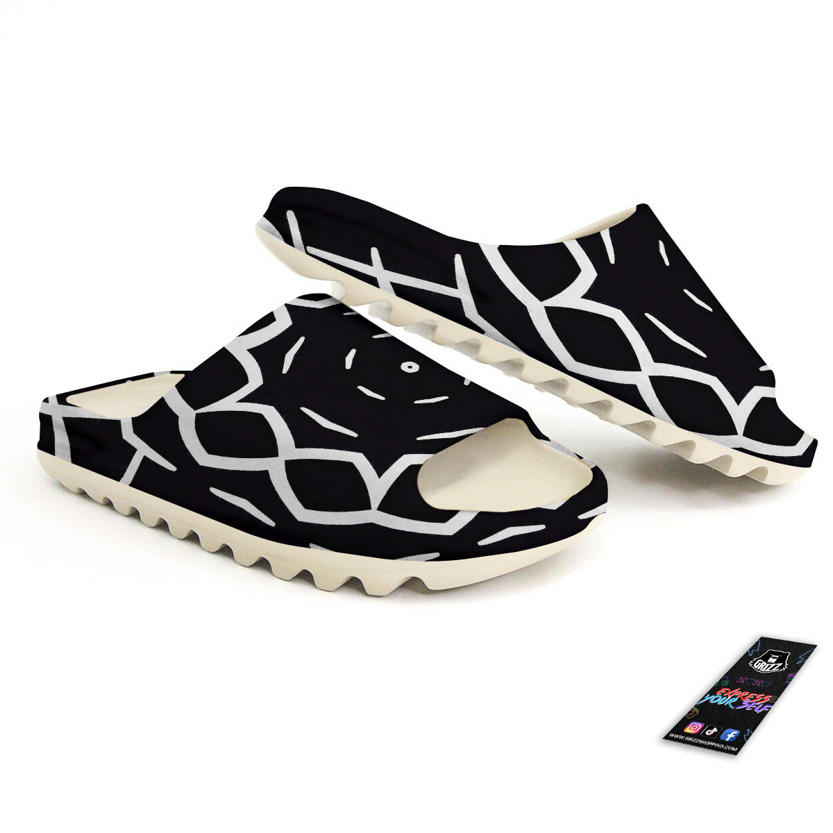Kaleidoscope Black Print Sandals-grizzshop