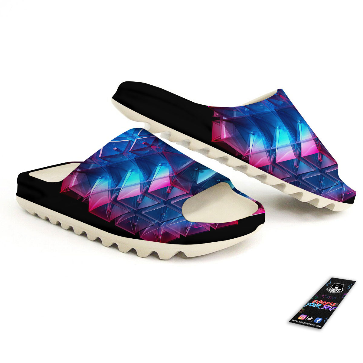 Kaleidoscope Blue And Purple Print Sandals-grizzshop