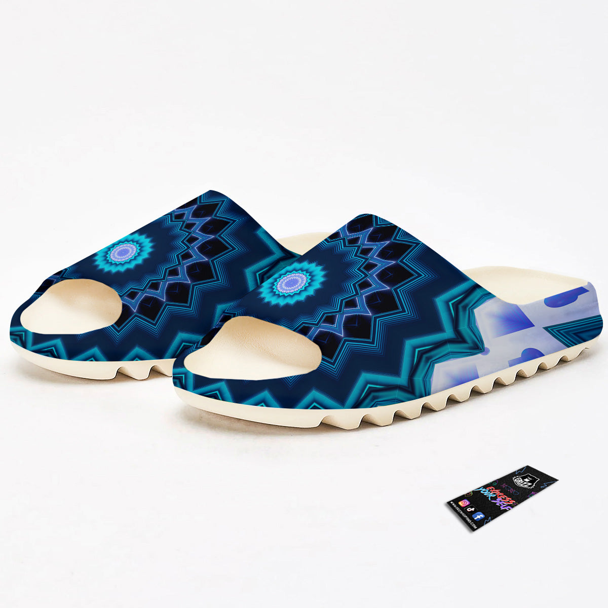 Kaleidoscope Blue Crystal Print Sandals-grizzshop