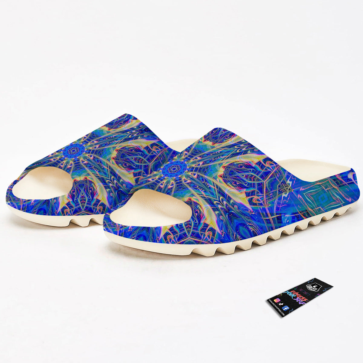 Kaleidoscope Blue Print Sandals-grizzshop
