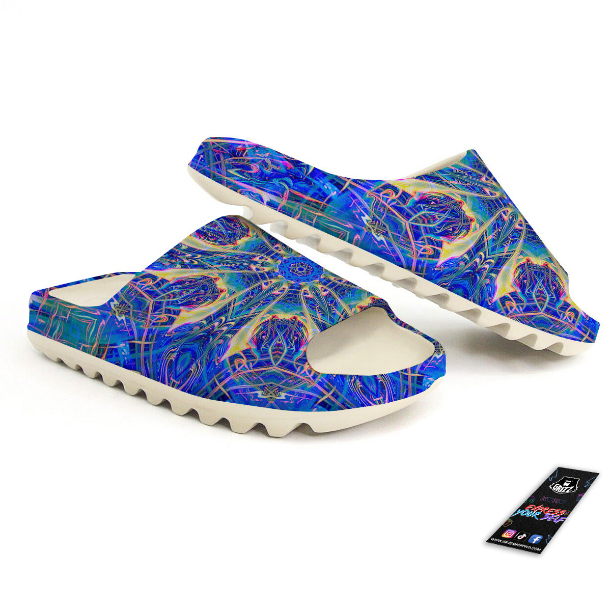 Kaleidoscope Blue Print Sandals-grizzshop