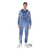 Kaleidoscope Blue Snowflake Print Men's Jumpsuit-grizzshop