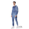 Kaleidoscope Blue Snowflake Print Men's Jumpsuit-grizzshop