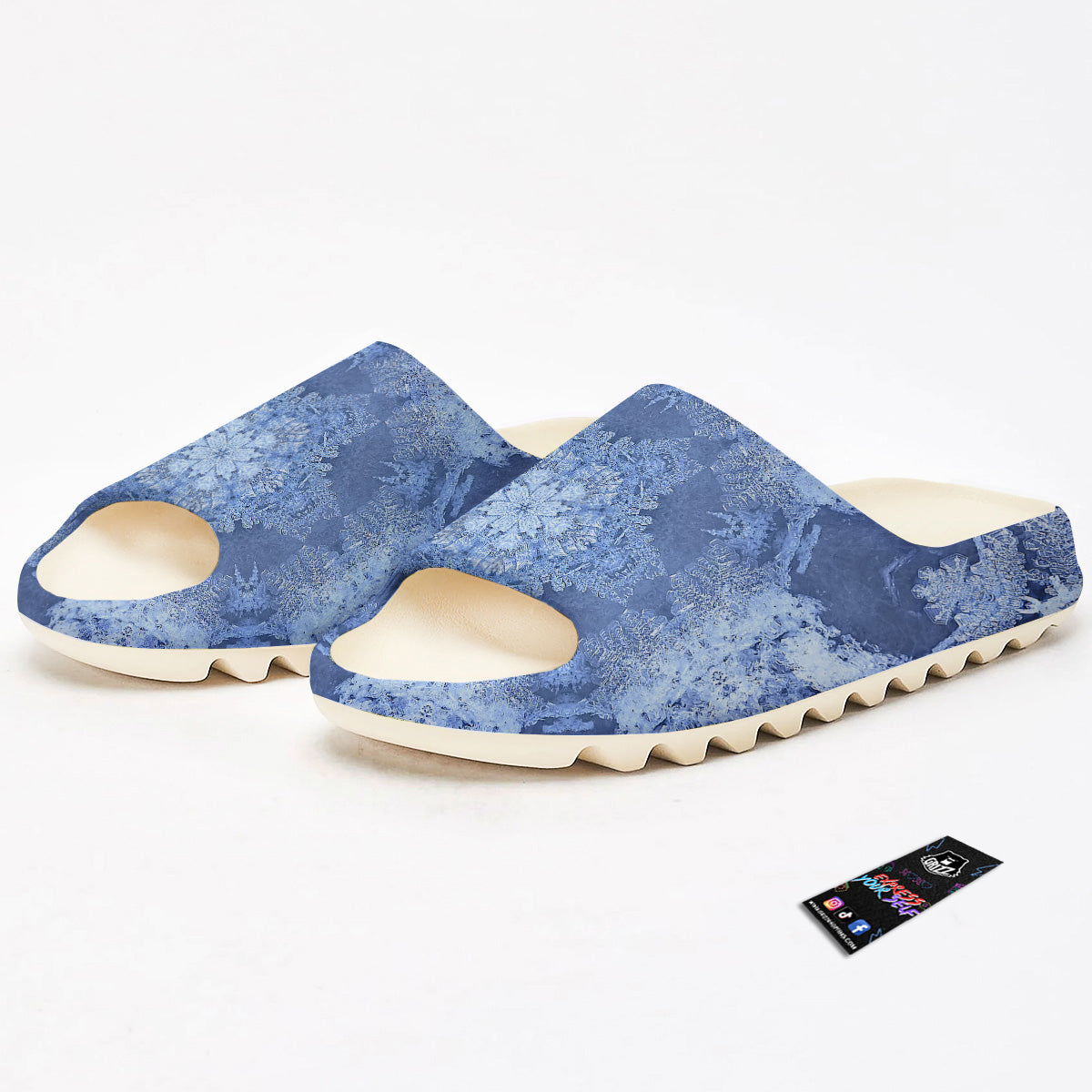Kaleidoscope Blue Snowflake Print Sandals-grizzshop
