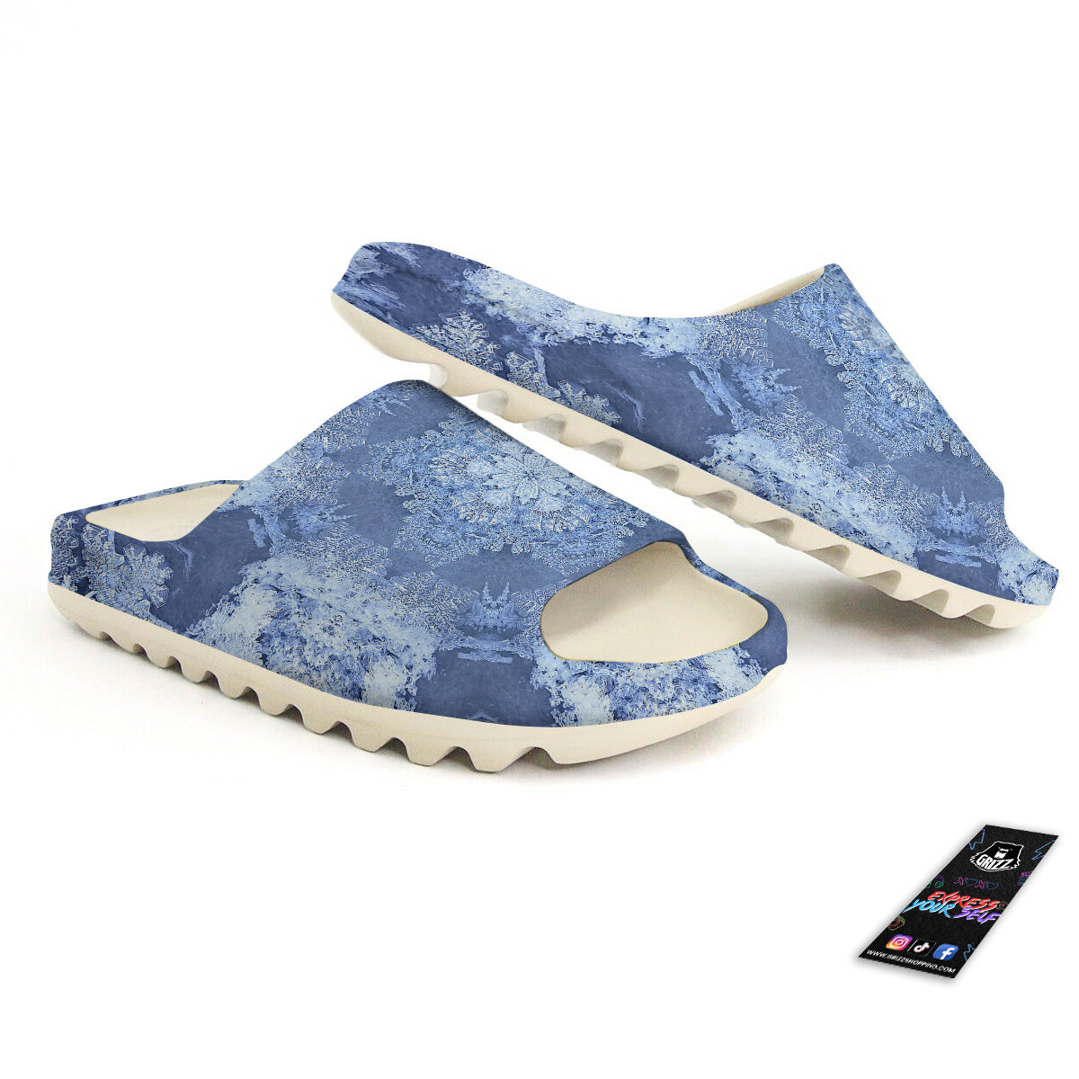Kaleidoscope Blue Snowflake Print Sandals-grizzshop